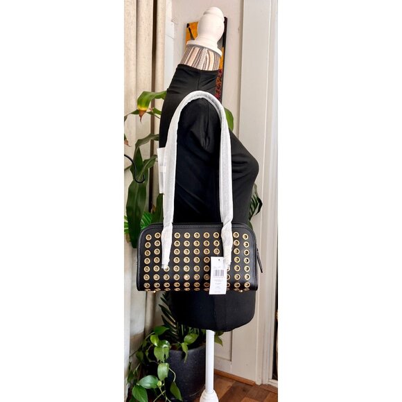 NEW WITH TAGS!!!  Coach Black and Gold Swinger Handbag with Gold grommets. - Picture 12 of 15